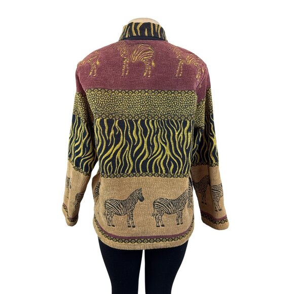 Sag Harbor Womens Multicolor Zebra Print Button-Up Jacket Sz 10 - Picture 3 of 7